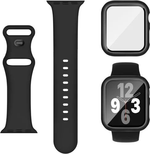 Miniatura 18 de Adorique 3-en-1 compatible con Apple Watch Band de 40 mm, 41 mm, 42 mm, 44 mm, 45 mm, 46 mm, correa deportiva de silicona suave para iWatch Series