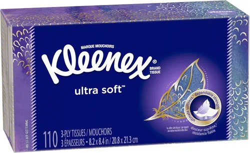 Kleenex - Pañuelos faciales ultrasuaves, 1 caja plana, 110 pañuelos