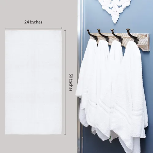 Miniatura 7 de GREEN LIFESTYLE Toalla de Baño de Lujo - Paquete de Toallas de Baño Grandes Blancas para Spa, Gimnasio, Baño, Hotel - 86% Algodón 14% Poliéster