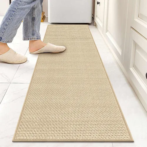 Miniatura 35 de GOYLSER Alfombras de yute de 15 pies para pasillo, alfombra de cocina, antideslizante, lavable, absorbente, alfombra de pasillo color beige