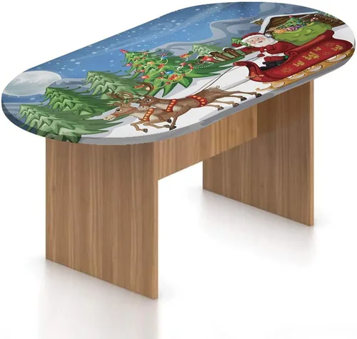 Miniatura 15 de XISUNYA Mantel ovalado ajustable de poliéster elástico para Navidad, mantel ajustable con estampado de árbol de Navidad, se adapta a mesas ovaladas