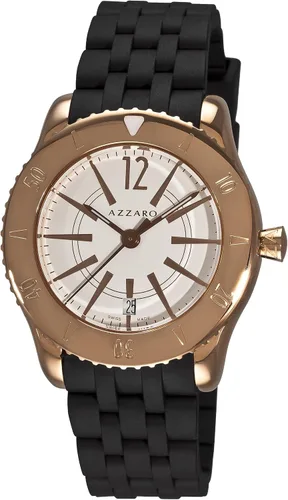 Azzaro az2200.52ab de los hombres. 050Coastline Rose PVD Correa de Goma en color negro reloj