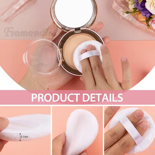 Miniatura 3 de Framendino, Cutton - Paquete de 10 almohadillas suaves de terciopelo para maquillaje cosmético con cara de cinta