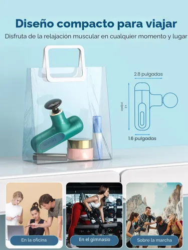Miniatura 5 de HEYCHY Pistola de masaje Super Mini, masajeador de percusión para músculos de tejidos profundos, pistola de masaje compacta para deportes y viajes