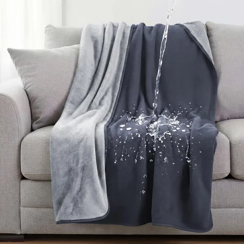 Tisancy Manta impermeable para cama, sofá, 40 x 60 pulgadas, reversible y lavable, tapete impermeable de vellón y franela, resistente al agua,