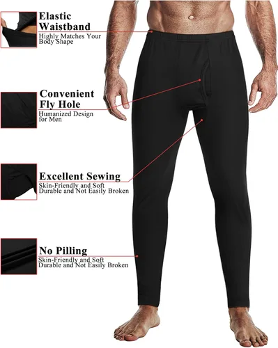 Miniatura 3 de Ekouaer Conjunto de ropa interior térmica para hombre, elástico, largo, de microforro polar, capa base cálida, 2 piezas, traje básico superior e