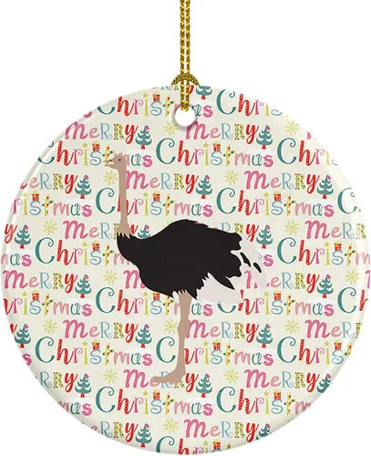 Caroline's Treasures Adorno de cerámica de avestruz común para árbol de Navidad, decoración colgante para el hogar, Navidad, vacaciones, fiesta,