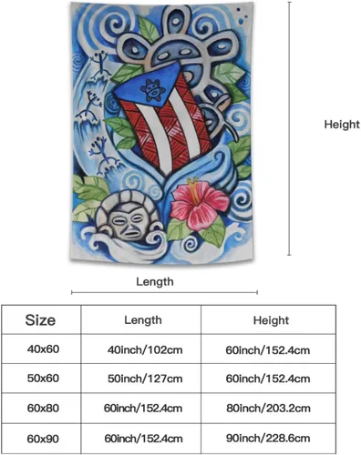 Miniatura 2 de Kizon Tapiz de Puerto Rico Boricua con bandera puertorriqueña para colgar en la pared, decoración del hogar, tapiz puertorriqueño para Puerto Sala