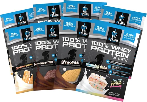 eFlow Nutrition Variedad de Muestras de Proteína de Suero - Muestras de Proteína Aislada en Polvo, Bajas Calorías, de Digestión Rápida, Calidad