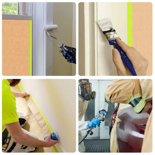 Miniatura 7 de Tangibay Papel de enmascarar precintado para pintar, papel de pintor de 24 pulgadas x 50 pies con cinta para pintura de casa y automóvil, protección