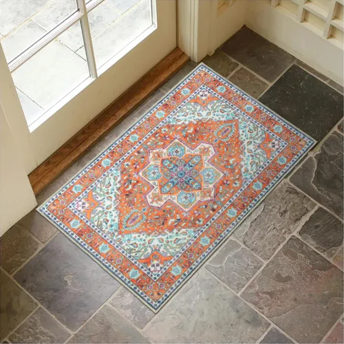 Miniatura 12 de Collive Tapete lavable para puerta de interior, antideslizante, alfombra de entrada retro de 20 x 32 pulgadas, tapete de entrada de absorción Multi