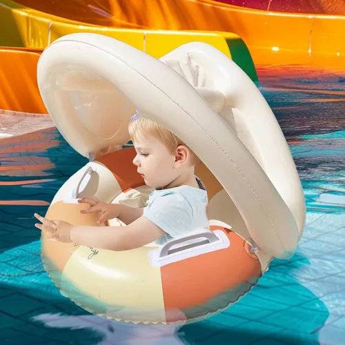 Miniatura 3 de Babyy - Flotador de piscina – Anillo de protección solar, asiento de seguridad plegable, flotador de natación retro con toldo y sombrilla Juguete