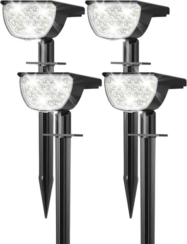 Miniatura 11 de GKGG Luces solares para exteriores, impermeables, IP65, 76 LED, 3 modos de iluminación, focos solares para exteriores, patio, jardín, paisaje