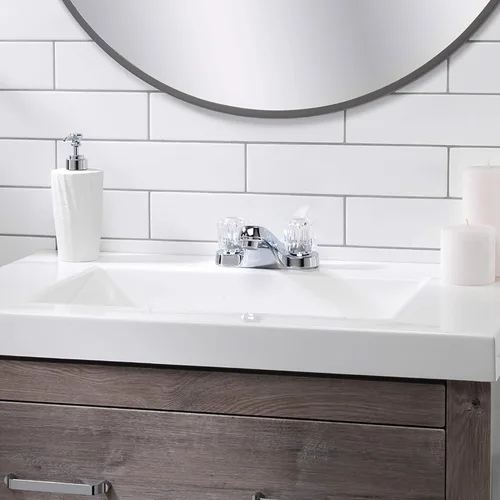 Miniatura 4 de Aqua Vista 10-B421-AV Grifo de lavabo de baño de dos manijas, cromo pulido con pomos redondos de acrílico Cromo pulido con pomos redondos acrílicos