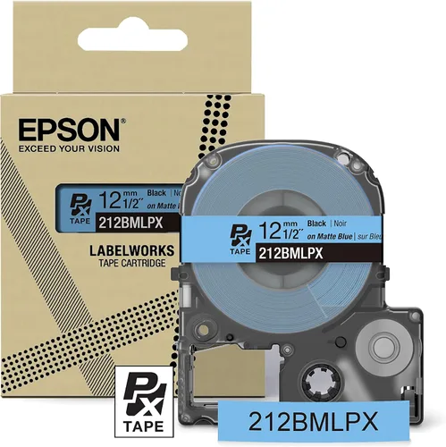 Miniatura 7 de Epson LABELWORKS 212RBBPX Cartucho de Cinta PET (Poliéster) Genuino - Cinta de Etiquetadora de Diseño para Artesanía en Cinta Negra sobre Azul