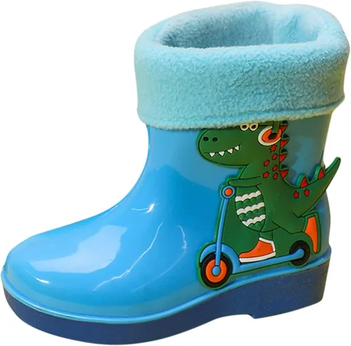 Newborn Rain Boots Toddler Booties Warm Water Shoes Baby Girls Boys Waterproof Non-Slip Cartoon Dinosaur Footwear