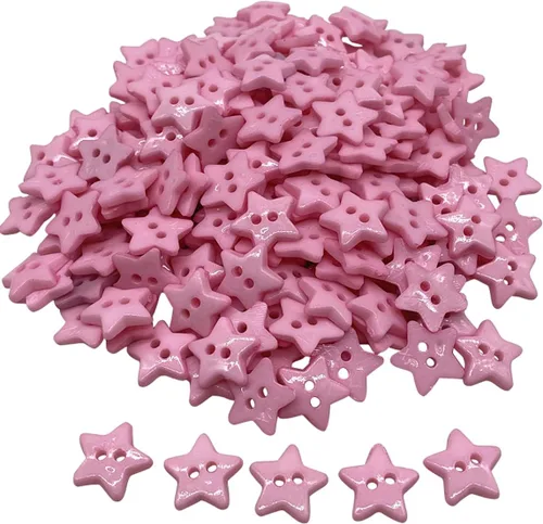 Miniatura 10 de Queenbox 30 botones de estrella de cinco puntas de 0.59 pulgadas con 2 agujeros, botones de costura de resina para tejer, manualidades, costura
