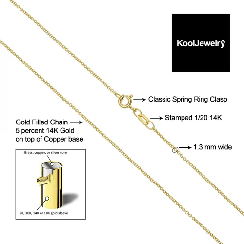 Miniatura 3 de Kooljewelry Collar de cadena de cable relleno de oro amarillo o blanco de 14 quilates para mujeres y hombres