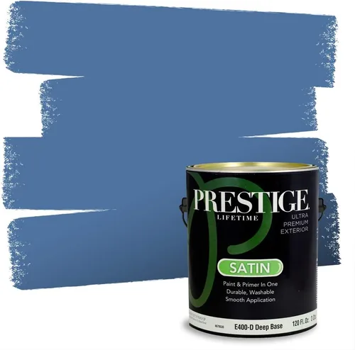 Miniatura 95 de Prestige Paints. - Base y pintura para exteriores en un solo galón, 1 galón. plano, comparable con Sherwin Williams Topsail. SW6799-PCM