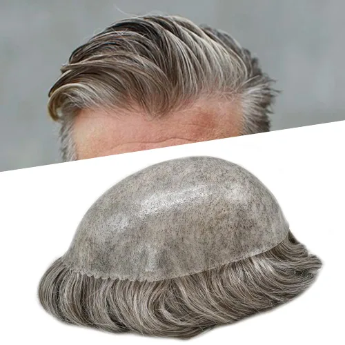 Miniatura 15 de LYRICAL HAIR Toupee for Men Human Hair Replacement System Injected Poly Skin Male Prothesis Durable PU Mens Hairpiece Wig 5"X7" #1 Jet Black 120%