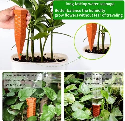 Miniatura 7 de Baxrou Estacas de Autoriego para Plantas Paquete de 12 Picos de Riego de Terracota para Plantas de Interior y Exterior, Dispositivos de Riego