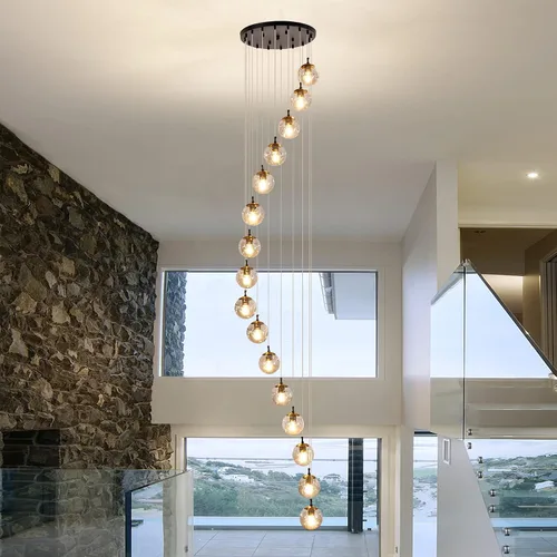 Miniatura 6 de Lámpara colgante de 8 luces, color negro con globos de vidrio, lámpara de techo Sputnik clásica vintage para cocina, sala de estar, comedor