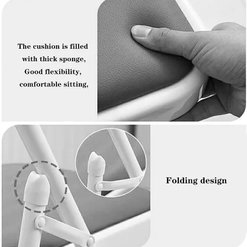 Miniatura 7 de Folding Chairs Muebles plegable respaldo silla cómodo simple acolchado marco de metal ahorro de espacio de almacenamiento