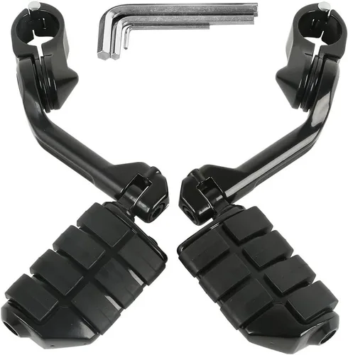Miniatura 26 de TCT-MOTORPARTS Estriberas negras de 1/4 de pulgada y 1.25 pulgadas, estriberas ajustables para motocicleta en ángulo largo para Harley Touring Road