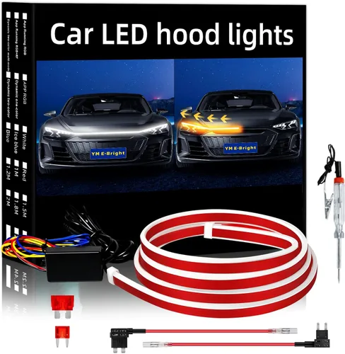 Miniatura 9 de Tira de luces de señal de giro secuencial con escaneo dinámico, luces LED de capó flexibles, DRL, luz de circulación diurna para coche, camión, SUV