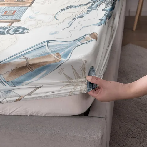 Miniatura 5 de HOSIMA Ropa de cama náutica, sábana bajera ajustable de anclaje de velero, cama individual en una bolsa para niños, decoración de habitación