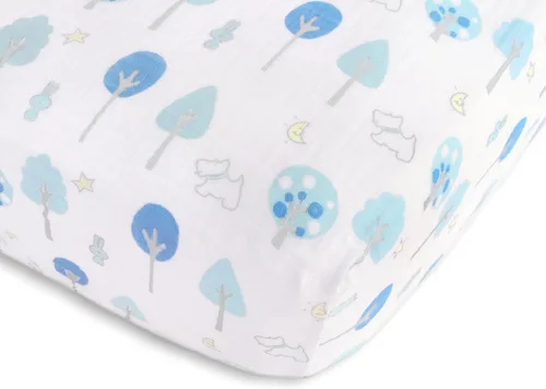 Miniatura 7 de SwaddleDesigns Sábana bajera ajustable de muselina de algodón más suave para bebé niño y niña, azul pastel Ahoy!