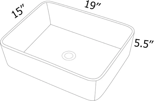 Miniatura 4 de Lavabo Rectangular, Dcolora 19" x 15" Lavabo de Baño de Cerámica Blanca de Porcelana Rectangular Lavabo de Baño Sobre Mostrador Lavamanos de Tocador