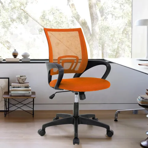 Miniatura 8 de Silla de oficina de malla, silla de escritorio con respaldo medio, silla de oficina ergonómica con ruedas y soporte lumbar, sillas de oficina Negro