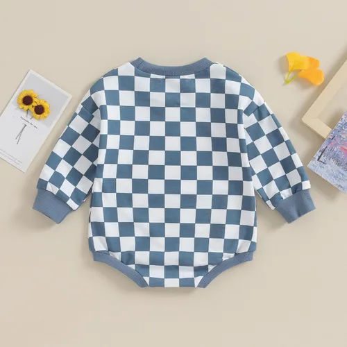 Miniatura 43 de Karuedoo Sudadera a cuadros para bebé niño y niña, mameluco de gran tamaño, manga larga, con burbujas, ropa neutra para otoño
