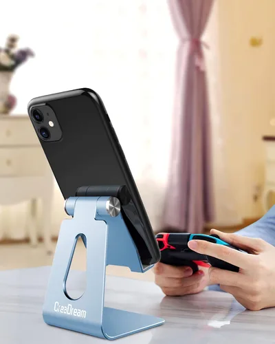 Miniatura 4 de CreaDream Soporte ajustable para teléfono celular, soporte para teléfono, cuna, muelle, soporte, soporte de escritorio de aluminio compatible