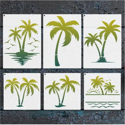 Miniatura 8 de Plantillas de Palma - Plantillas de Playa Reutilizables para Pintar sobre Madera, Lienzo, Paredes - Proyectos DIY de Verano Temáticos
