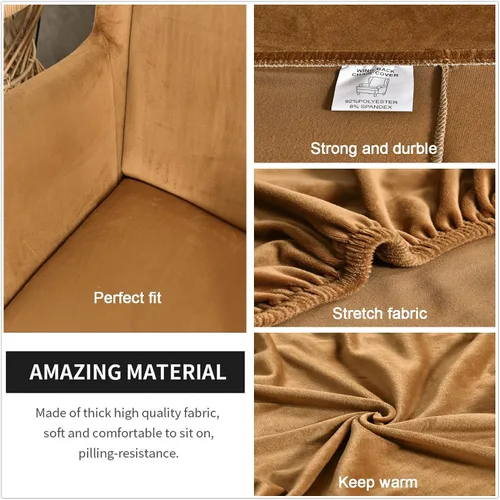 Miniatura 3 de Wingback - Funda elástica para silla, 2 piezas, con respaldo de ala, funda protectora de muebles impresa, suave con parte inferior elástica