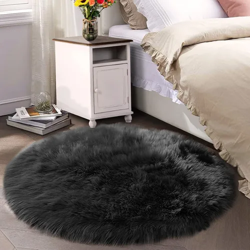 Miniatura 109 de Latepis - Tapete rectangular de piel sintética tipo lana de oveja suave, esponjosa y lavable para sala de estar, dormitorio, sala de juegos o Blanco