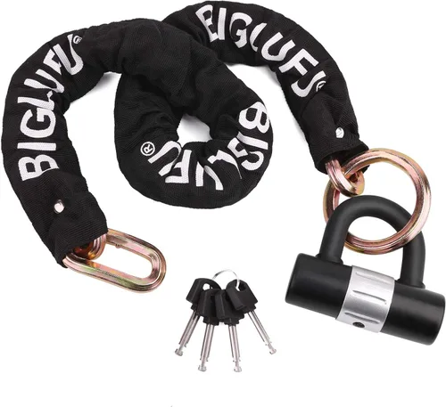 Miniatura 2 de Cerraduras de cadena para motocicleta, cadena de seguridad larga resistente de 3.3 pies, a prueba de cortes, cadenas cuadradas de 0.39 pulgadas