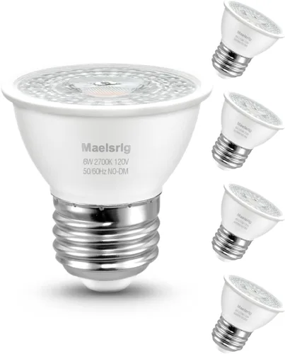 Maelsrlg PAR16 - Foco LED empotrable de cuello corto, 6 W (equivalente a 60 W), bombilla de gabinete Curio, sin parpadeo, 600 lúmenes, blanco suave