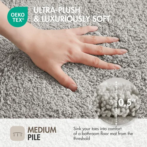 Miniatura 4 de Madison Park Evan Alfombra de Baño de Algodón con Mechones Lavable, Alfombras de Baño Sólidas de Lujo, 20" x 30", Gris