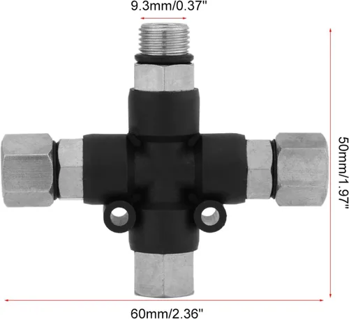 Miniatura 2 de Compresor de aerógrafo a adaptador de manguera de aerógrafo Conector divisor de 1/8 pulgadas BSP de 3 vías