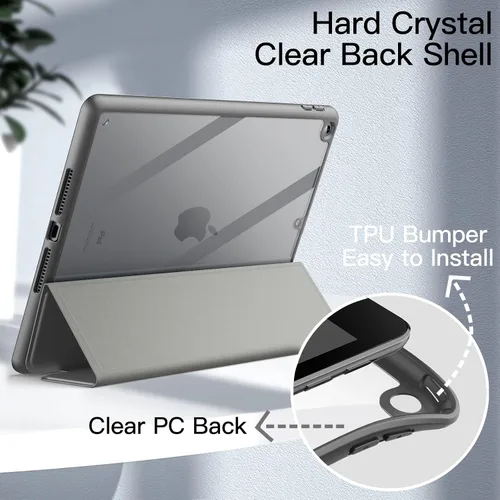 Miniatura 3 de JETech Funda para iPad de 9.7 pulgadas (6ª/5ª generación, 2018/2017) con soporte para lápices, carcasa trasera transparente transparente, soporte