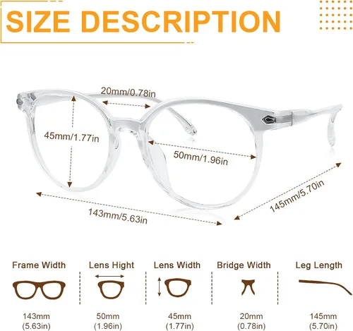 Miniatura 5 de Craebuer Lentes de luz azul, anteojos con filtro de luz azul, anteojos transparentes de lectura para computadora para mujeres y hombres