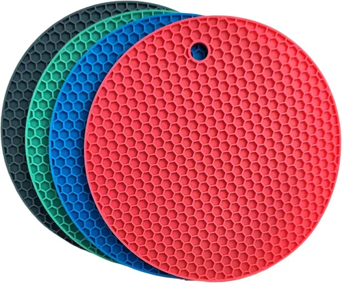 Miniatura 2 de 4 salvamanteles de silicona para ollas y sartenes calientes, almohadillas de aislamiento de grosor para manualidades antideslizantes (azul)