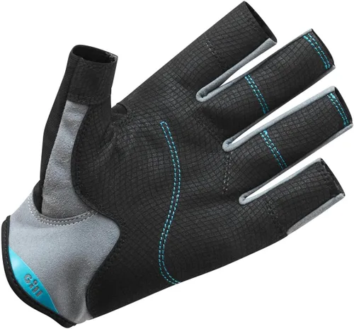 Miniatura 2 de Gill Deckhand - Guantes de vela de dedo corto con dedos de 3/4 de longitud, protección solar UV 50+ y repelente al agua Negro/BlueJay