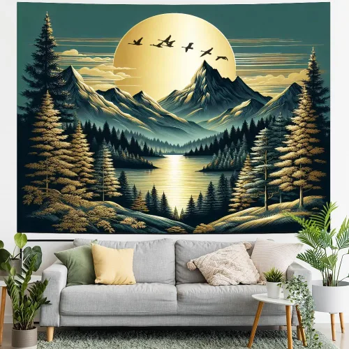 Miniatura 7 de Generleo Tapiz de plantas florales, tapices vintage, bohemio, flores, mariposas, cielo estrellado, paisaje, naturaleza, paisaje, tapiz para colgar