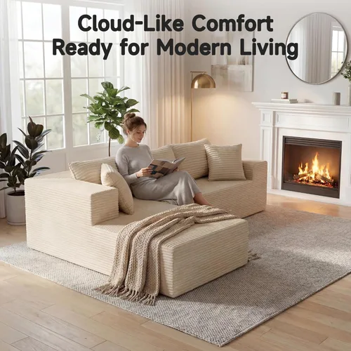 Miniatura 5 de Bashaw 108" Cloud Sectional Boneless Couches Sofa with Chaise, Modular L-Shape Couch Deep Seat Memory Foam Compressed Sofa for Living Room