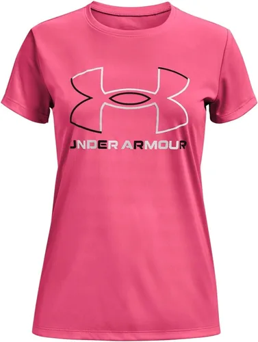 Under Armour - Camiseta de manga corta para niñas, con logotipo grande, de tela Tech