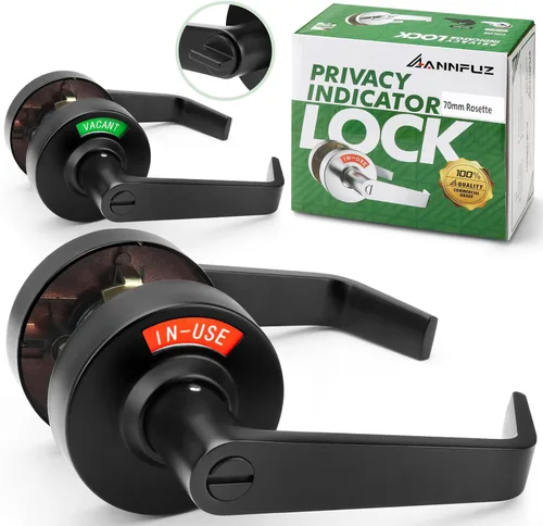 Miniatura 10 de Cerradura de manija de puerta sin llave de privacidad con indicador en uso o vacío para baño de hombres/mujeres, grado comercial, letrero ocupado
